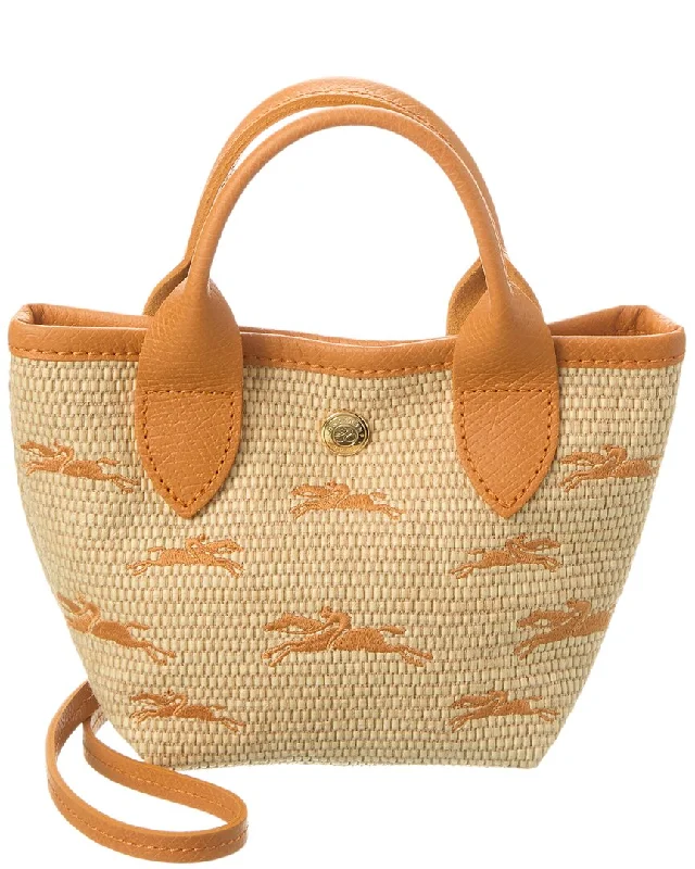 Soft leather crossbody bags aging beautifully over time -Longchamp Le Panier Pliage XS Canvas Basket Bag