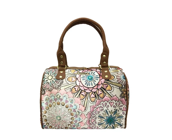 RFID-protected leather crossbody bags ensuring card safety daily -Mandala Corazón - Celia