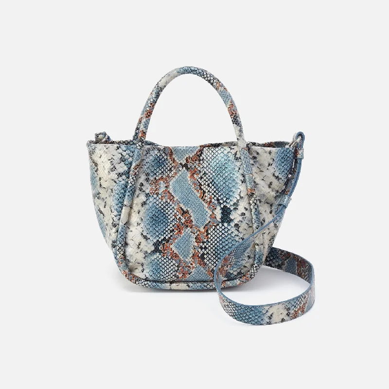 Durable ripstop crossbody bags resisting tears on adventures -Margot Satchel In Printed Leather - Blue Tempest