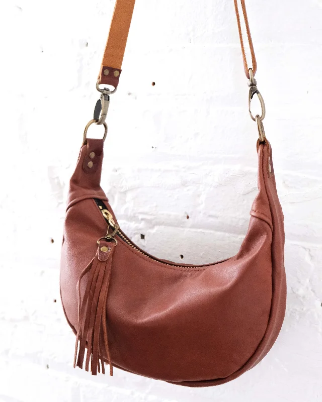 Adjustable belt crossbody bags worn around the waist -Mini Juno Bag: Warm Brown