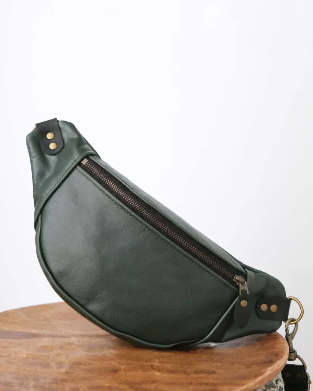 Polka dot crossbody bags adding playful pattern pops -Mini Tabitha: Dark Green