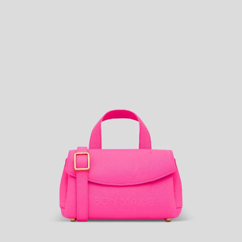 Bright yellow crossbody bags for cheerful sunny days -Mini Tryhard Top Handle Bag -- Neon Pink