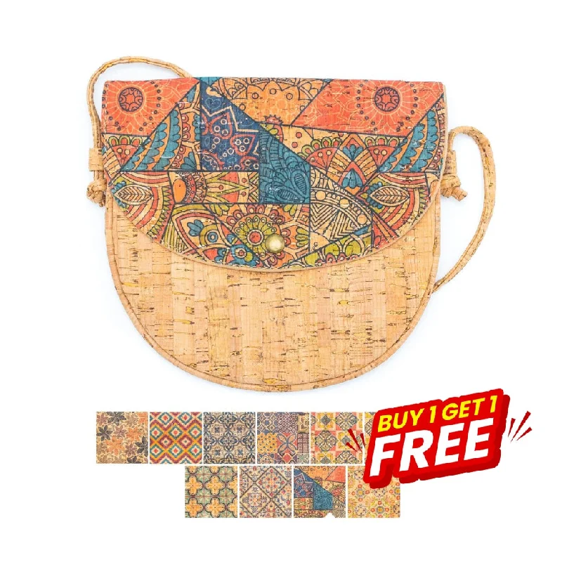 Travel-friendly nylon crossbody bags with passport compartments -BUY 1 GET 1 FREE: Natural Cork Messenger bag Mini Sleek U-Cork Sling-BAGD-247