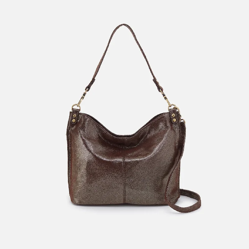 Tiny coin crossbody bags for minimal accessory lovers -Pier Shoulder Bag In Metallic Leather - Coffee Galaxy