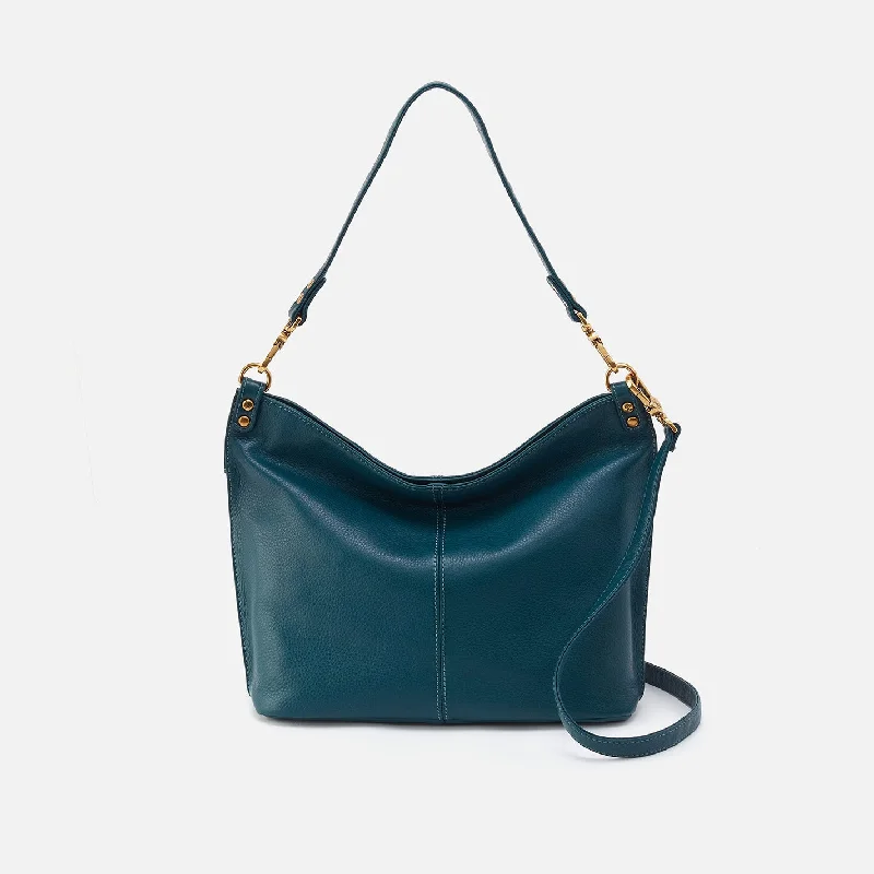 Croc-embossed leather crossbody bags with luxe texture appeal -Pier Shoulder Bag In Pebbled Leather - Midnight Teal