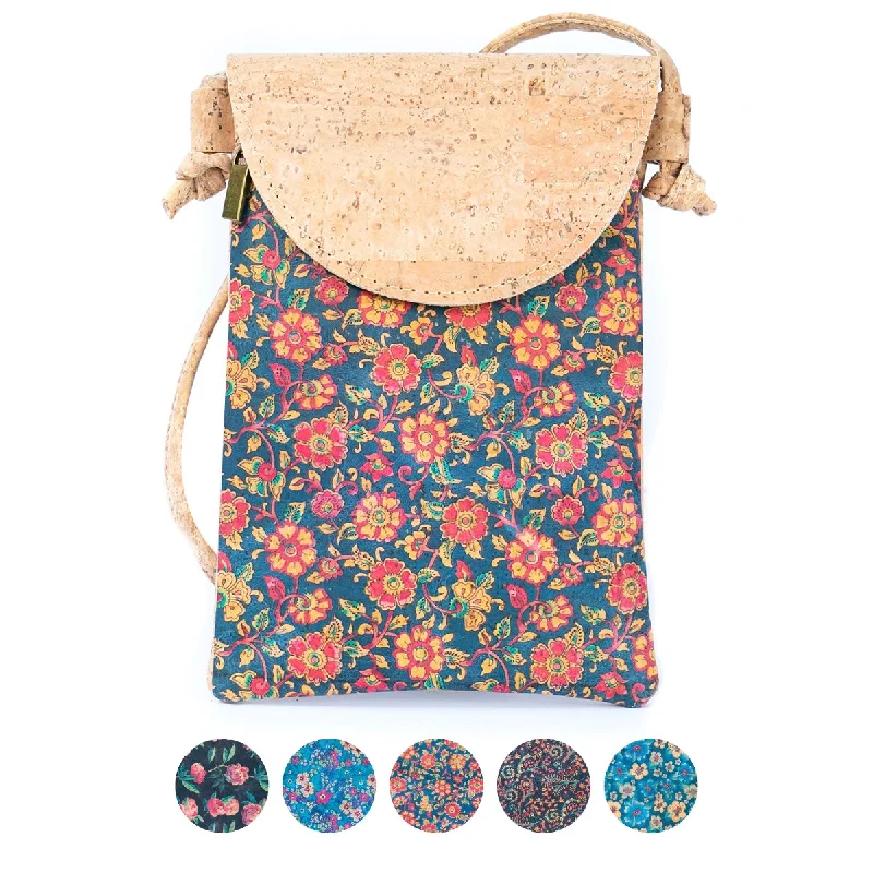 Artisanal leather crossbody bags with hand-tooled detailing -Printed Cork Women's Mini Crossbody Phone Bags BAGP-020