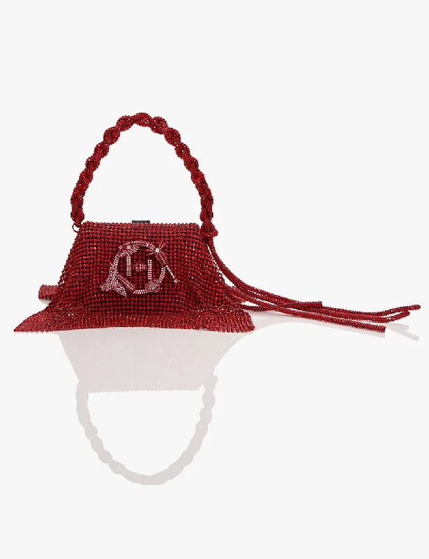 Luxurious satin crossbody bags for elegant evening outings -Promiscuous Red Crystal Furbie