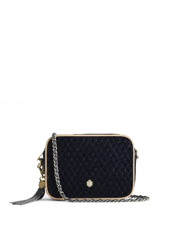 Lightweight silk crossbody bags for delicate evening wear -Finsbury - Quilted Navy Velvet