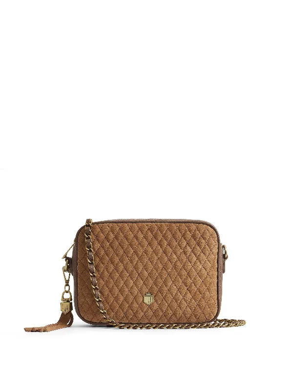 Retro plaid crossbody bags channeling vintage schoolgirl charm -Finsbury - Quilted Tan