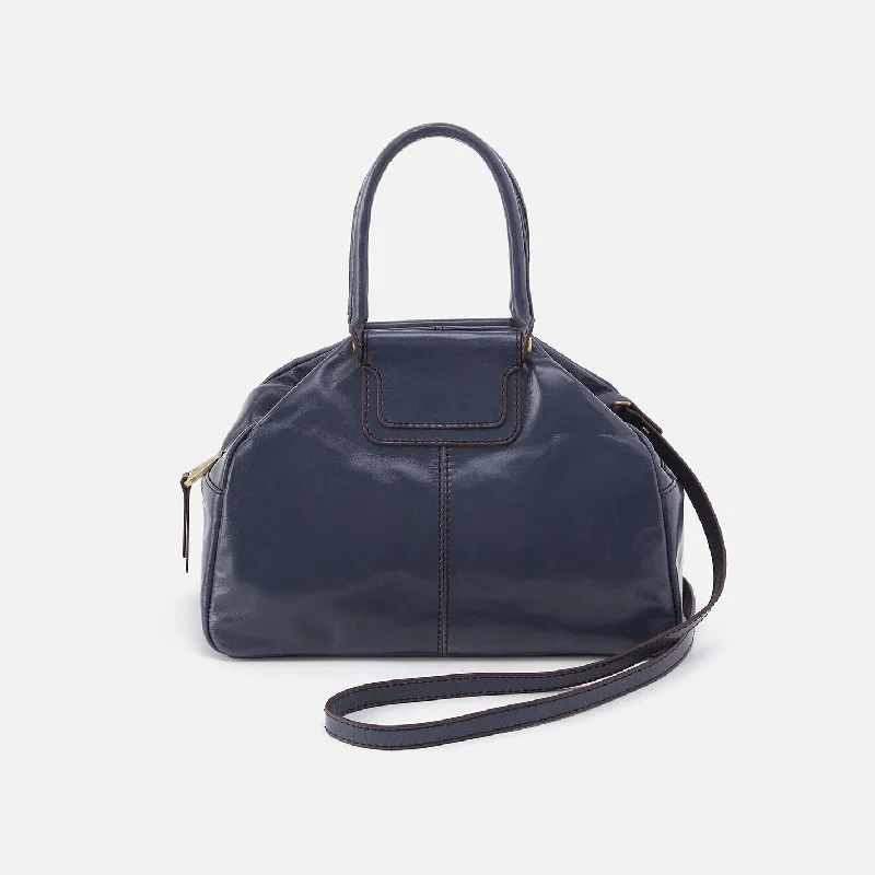 Soft lambskin crossbody bags for buttery luxury feel -Sheila Drop Handle Satchel In Polished Leather - Blue Stone