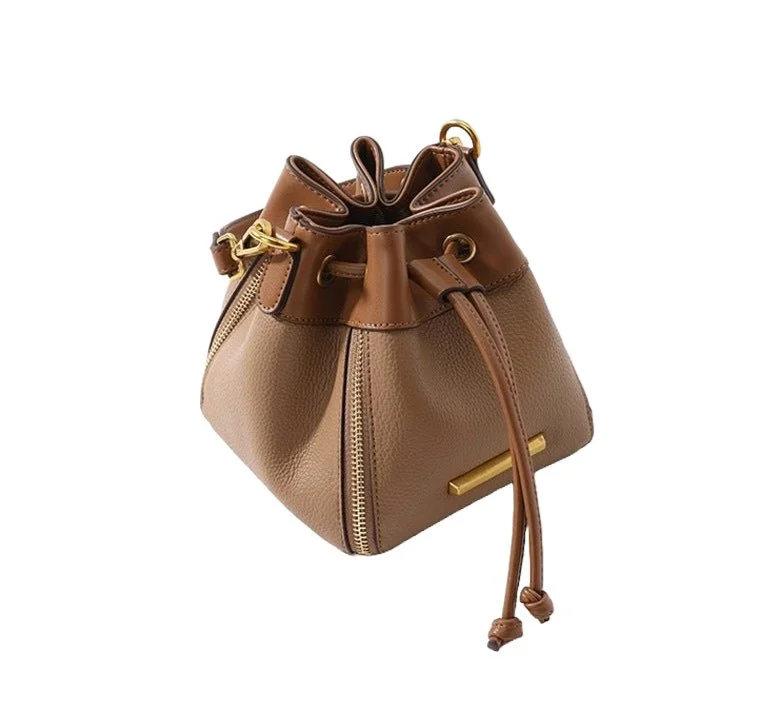 Heavy-duty canvas crossbody bags for tough daily use -Chic Genuine Leather Designer Bucket Bag: New Fashion for Women