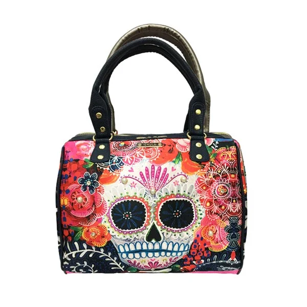 Compact crossbody bags with earbud holder convenience -Skull red - Celia