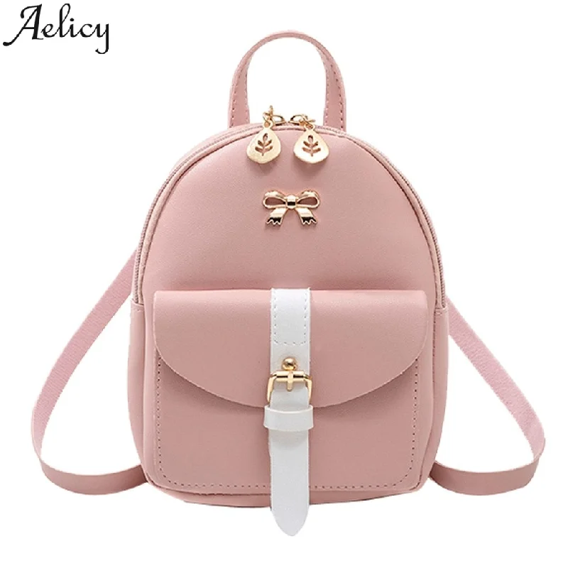 Stylish leather crossbody bags for everyday chic wear -Students Small Backpack Letter Purse Mobile Phone