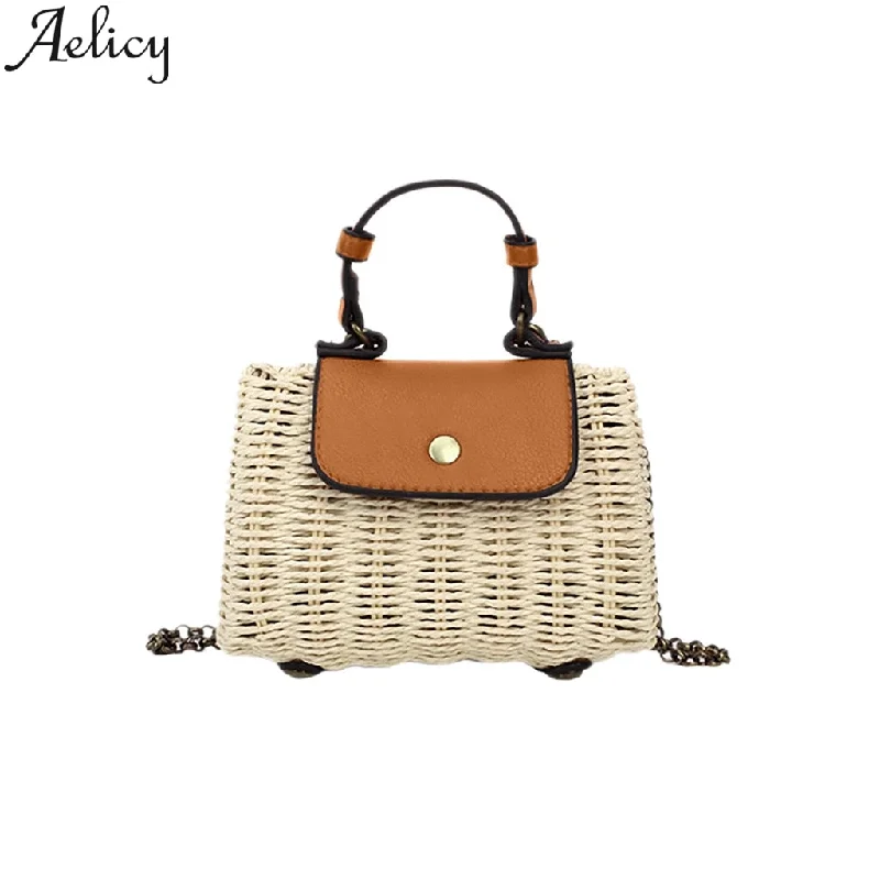 Rich burgundy crossbody bags for warm fall elegance -Summer Women Wild Hand Woven Chain Bag Beach Handbag