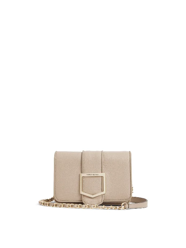 Earth-tone suede crossbody bags complementing autumn wardrobes -Mini Belmont - Stone Leather