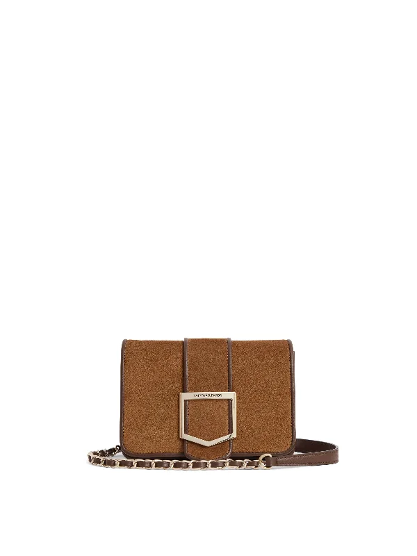 Neutral taupe crossbody bags matching every seasonal trend -Mini Belmont - Tan Suede