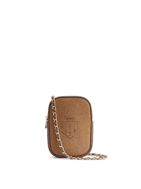 Handwoven straw crossbody bags evoking summer beach vibes -Mini Finsbury - Tan Suede