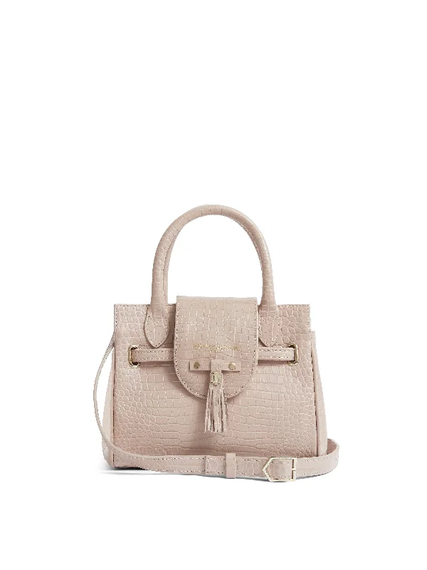 Creamy beige crossbody bags for versatile neutral styling -Mini Windsor Handbag - Blush Croc