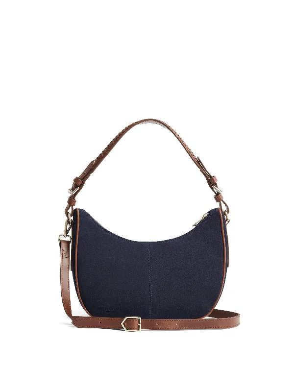 Hand-stitched leather crossbody bags showcasing artisan craftsmanship -Tetbury Crescent Bag - Navy