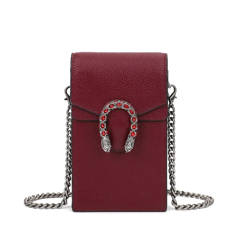 Chic chain crossbody bags elevating simple outfits instantly -Tiffany & Fred Full-Grain Leather Crossbody/ Phone Bag