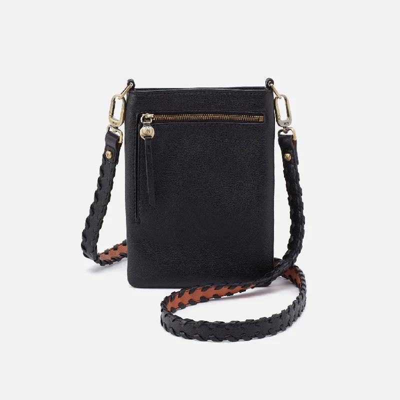 Designer canvas crossbody bags with bold logo accents -Tyler Phone Crossbody In Pebbled Leather - Black