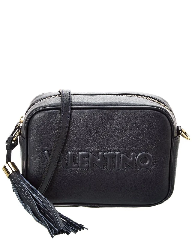 Designer canvas crossbody bags with bold logo accents -Valentino by Mario Valentino Mia Embossed Leather Crossbody