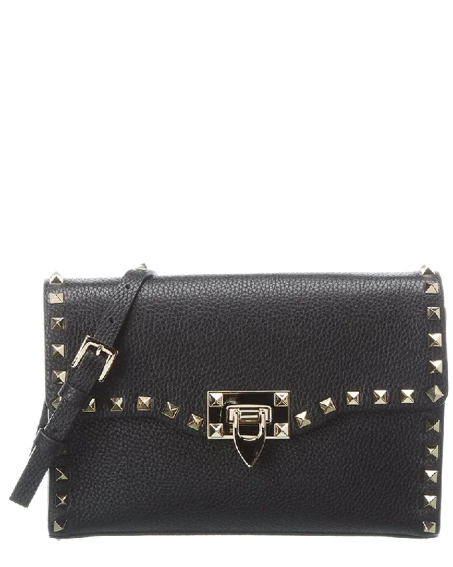 Compact vegan crossbody bags for cruelty-free fashion fans -Valentino Rockstud Small Grainy Leather Crossbody