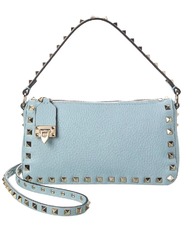 RFID-protected leather crossbody bags ensuring card safety daily -Valentino Rockstud Small Grainy Leather Crossbody