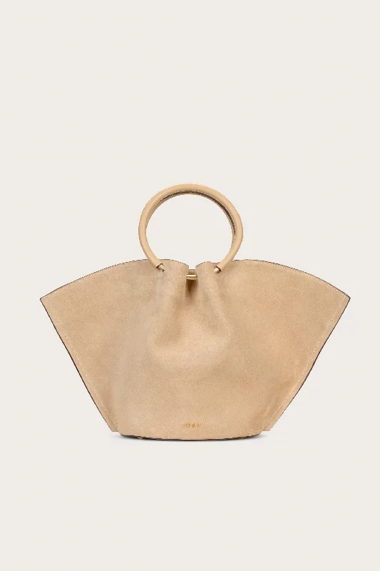 Structured boxy crossbody bags with modern geometric appeal -VALESKA TOTE - SAND