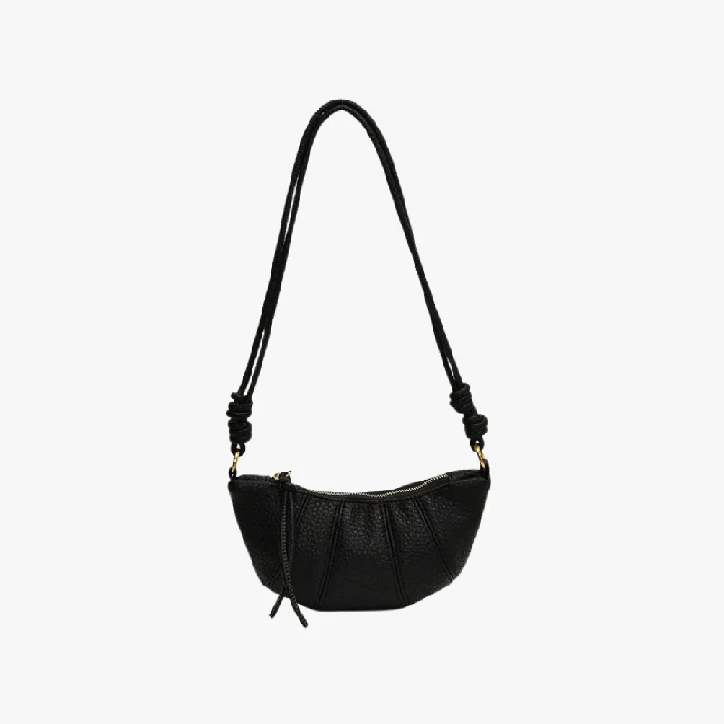 Classic black crossbody bags complementing any wardrobe choice -Vegan Leather Croissant Crossbody