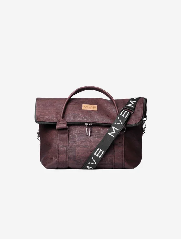 Padded laptop crossbody bags for busy professional commutes -The Versa Cork Vegan Messenger Bag | Dark Brown