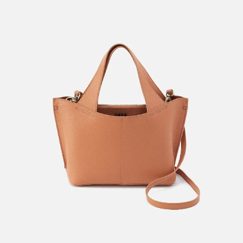 Croc-embossed leather crossbody bags with luxe texture appeal -Vida Small Tote In Micro Pebbled Leather - Biscuit