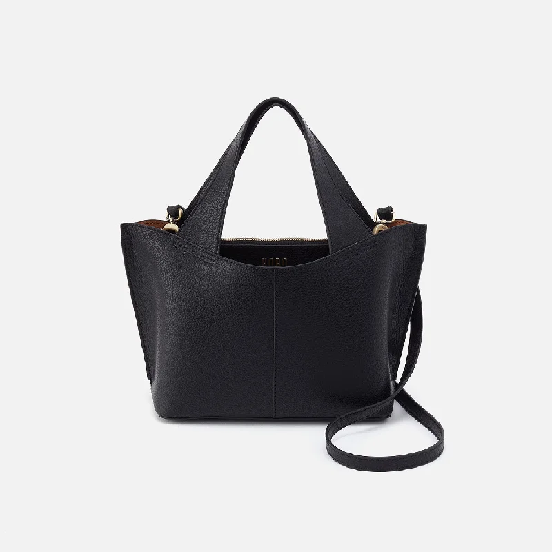 Soft velvet crossbody bags offering cozy winter elegance -Vida Small Tote In Micro Pebbled Leather - Black