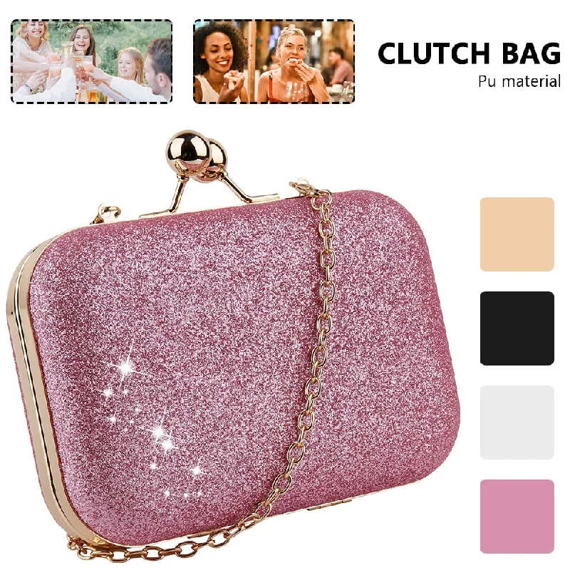 Transparent PVC crossbody bags for trendy festival vibes -Woman Evening Bag Gold Glittered Hasp Clutch Bags