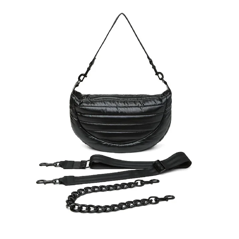 Heavy-duty canvas crossbody bags for tough daily use -Women's Elton Hobo Crossbody Bag In Pearl Black W/ Black